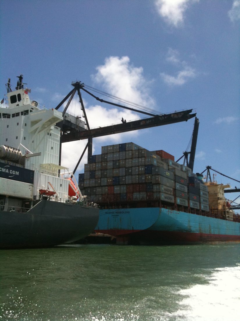 Container ship in port